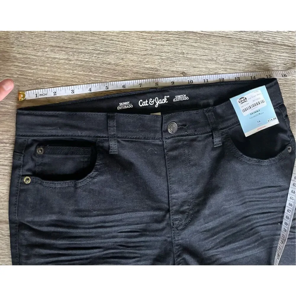 Cat & Jack Black Jeans 16 Skinny Stretch Adjustable Waist New